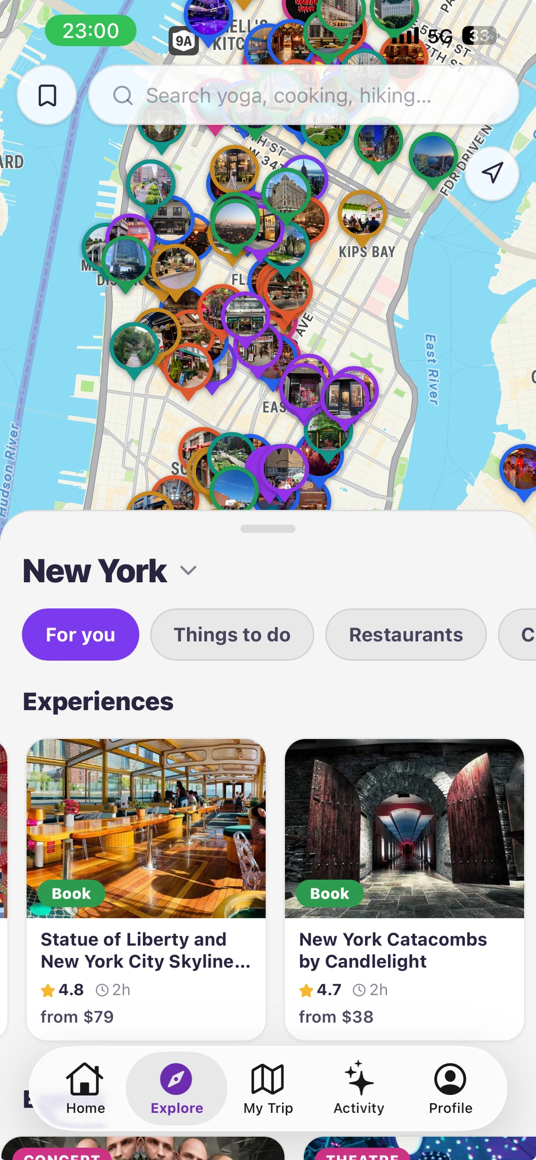 Exploring places on a live map